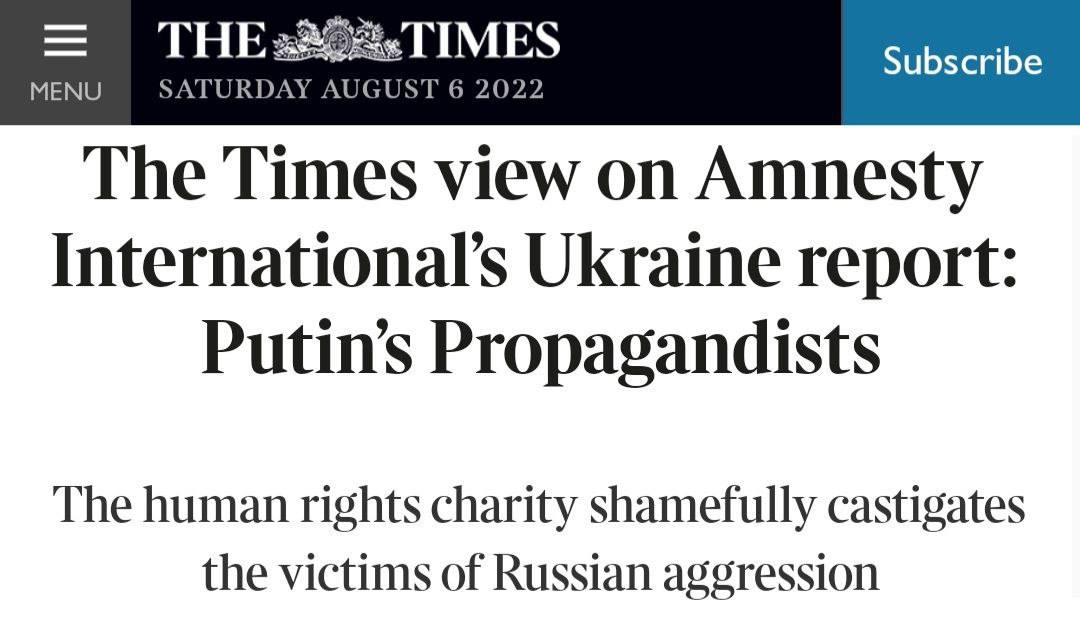 The Times: Amnesty International стала рупором путинской пропаганды и должна уйти со сцены