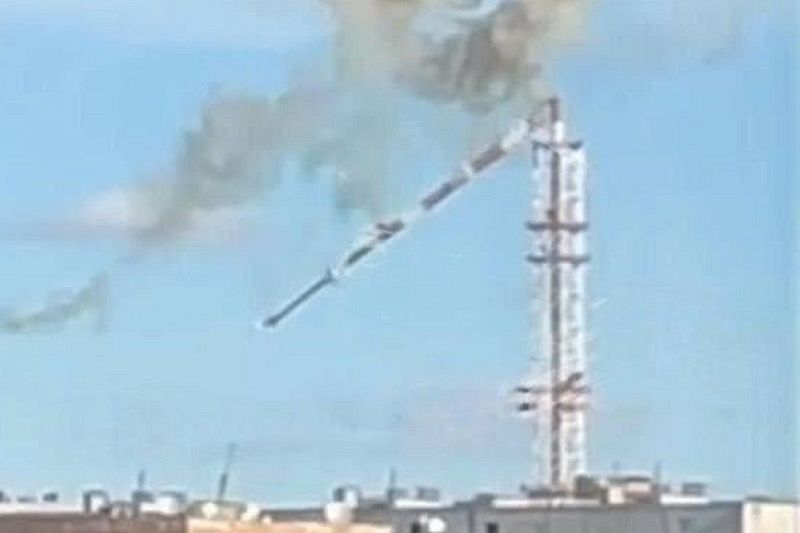 Рашисты нанесли удар по телевизионной вышке в Харькове (Видео)