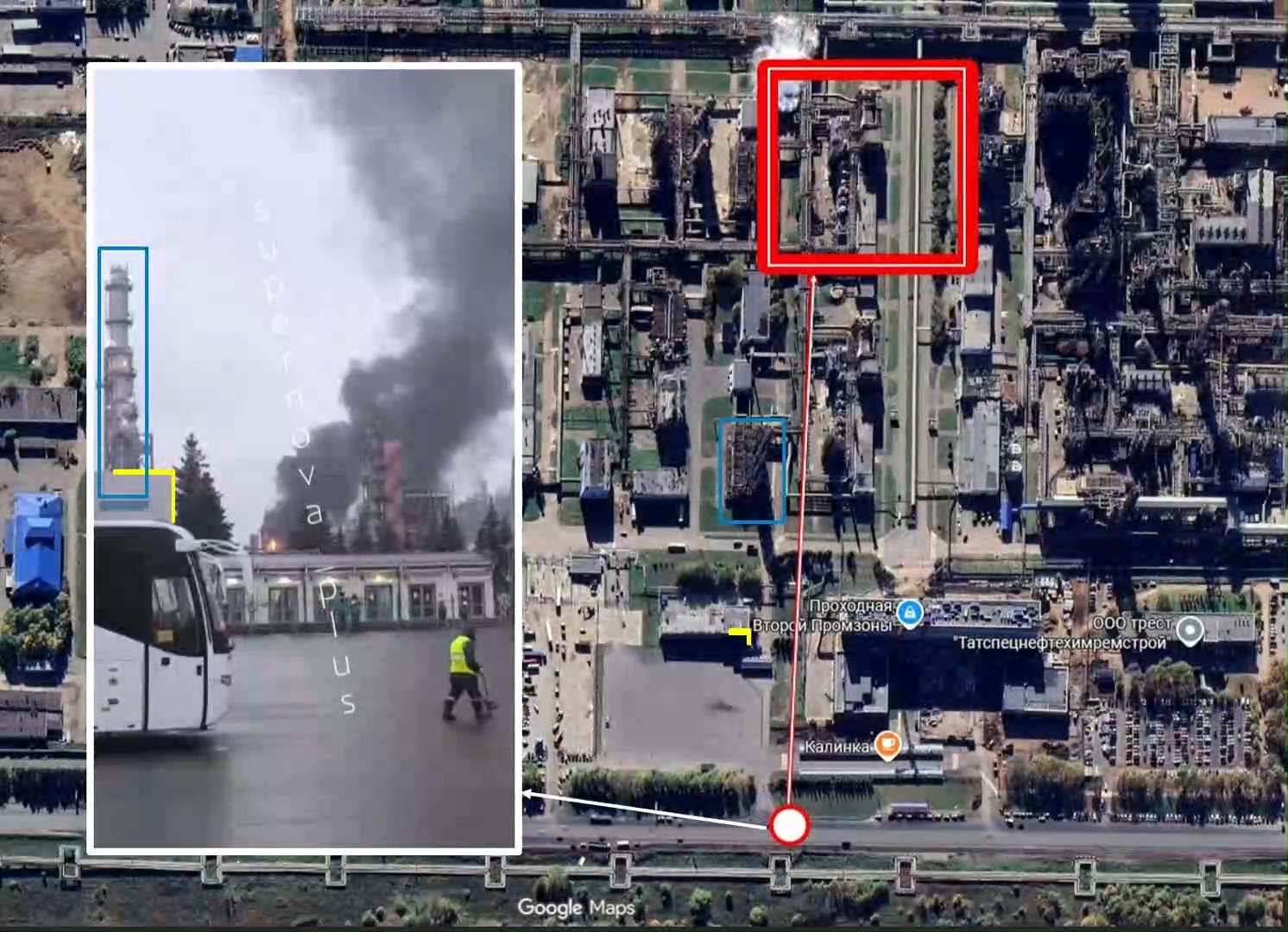 В Нижнекамске в РФ сгорел нефтехимический комбинат: взорвалась одна из установок первичной переработки нефти. Видео